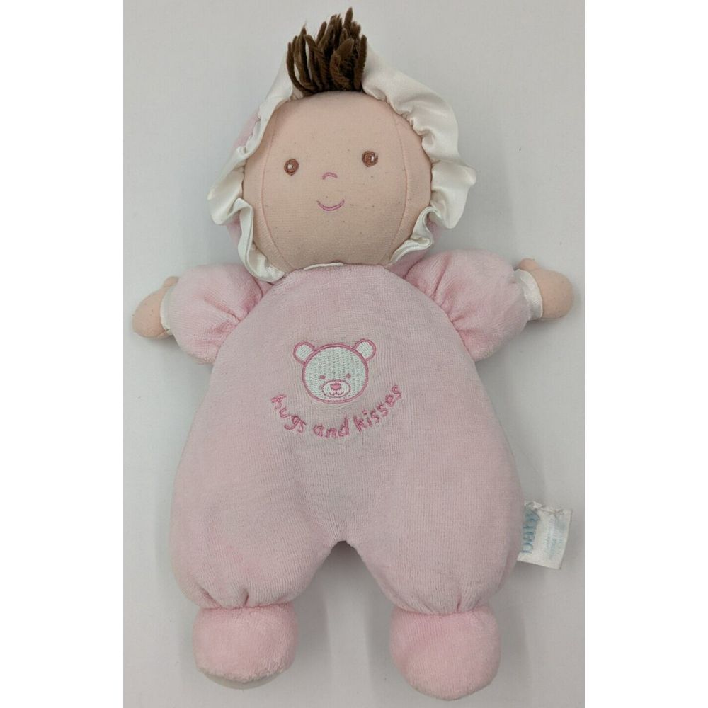 Vintage Carters Prestige Terry Cloth Baby Doll Rattle Plush Hugs & Kisses Pink